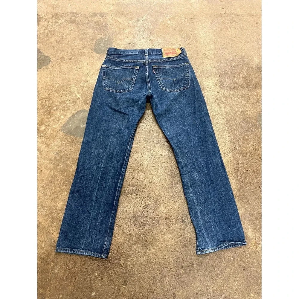 Levi's 501 Original Straight Jeans Men 32x30 Blue Denim Cotton Stretch Dark Wash